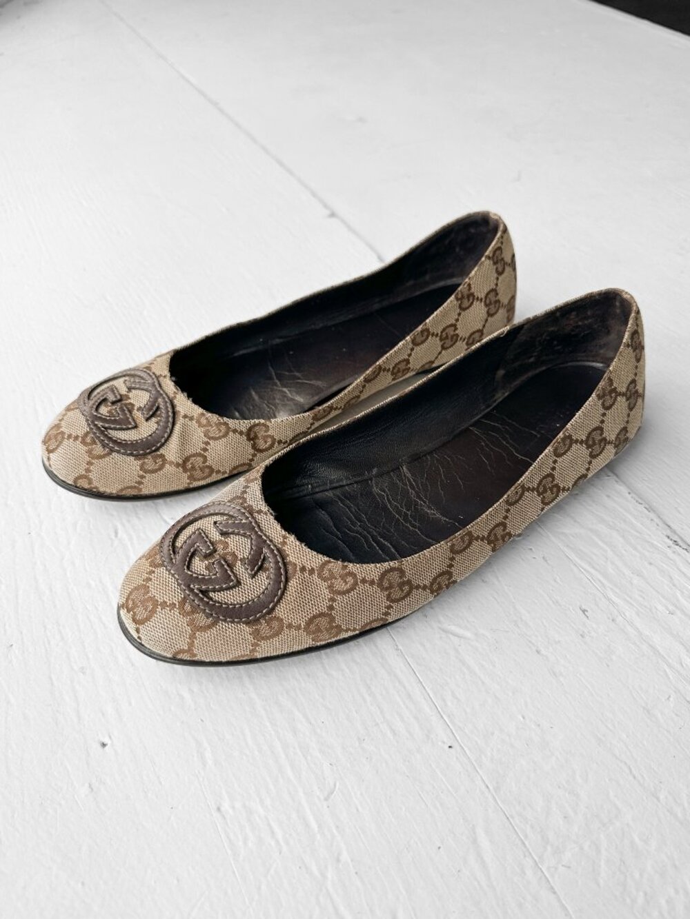 Gucci GG Monogram Canvas Ballet Flats
